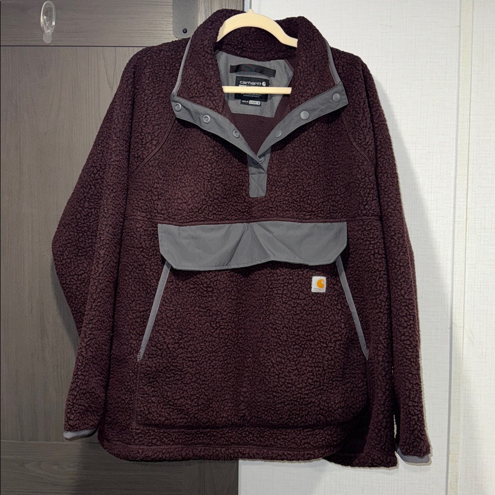 Women’s Carhartt Maroon and Gray Fleece Pullover
